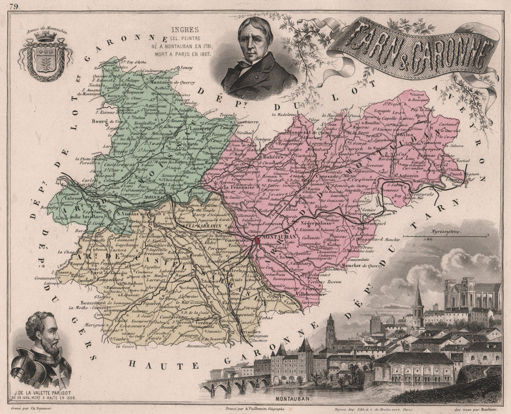 TARN-ET-GARONNE. Département. Montauban. Ingres. Parisot. VUILLEMIN 1879 map