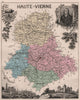 HAUTE-VIENNE département. Limoges Coussac-Bonneval Jourdan. VUILLEMIN 1879 map