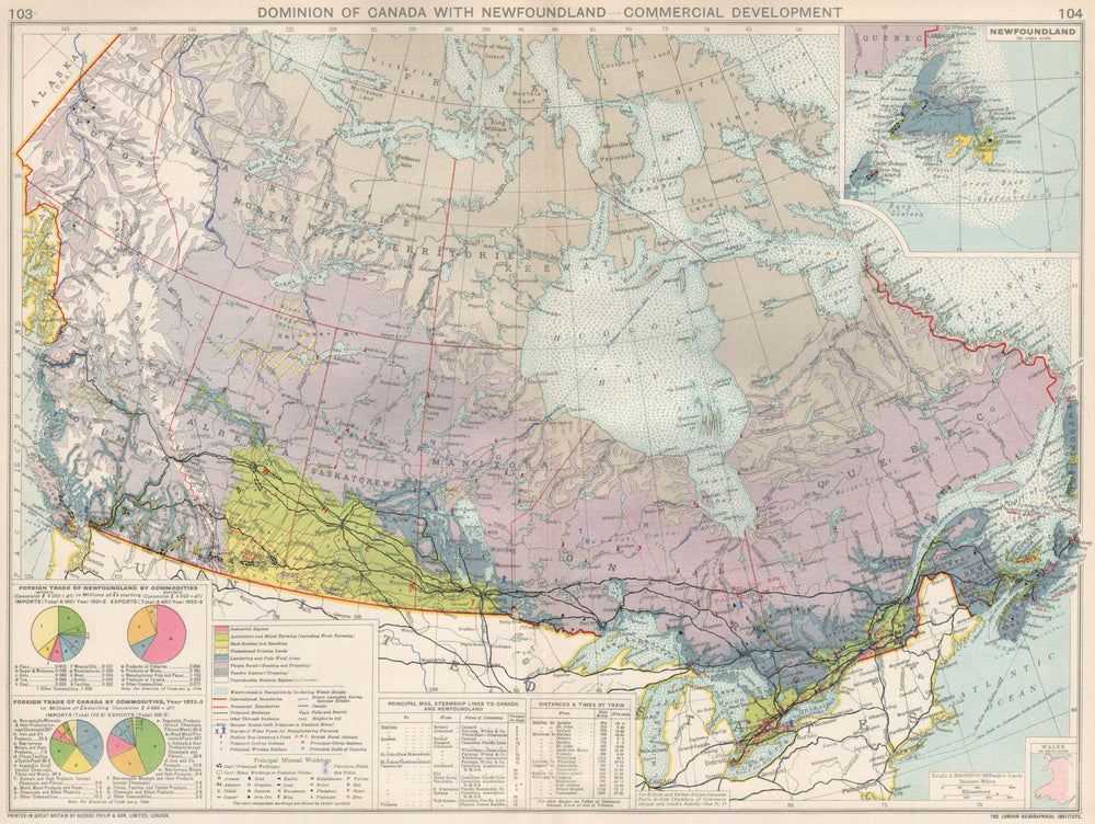 Canada. Commercial Development. Agricultural products farming mining 1925 map
