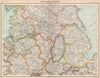 ENGLAND NORTH. Lancashire Yorkshire Lincs Notts Derbys Cheshire Staffs 1912 map