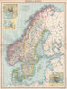 SCANDINAVIA Sweden Norway & Denmark. Inset Christiania Oslo Stockholm 1912 map