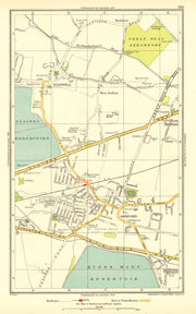ASHFORD STAINES-UPON-THAMES. Stanwell Feltham Heathrow Bedfont 1937 old map