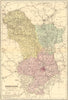 DERBYSHIRE. Antique county map by GW BACON 1884 old plan chart