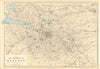 GLASGOW & ENVIRONS. Lanark Renfrew. Antique map by GW BACON 1884 old