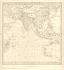 ASIA AUSTRALIA. On Gnomonic Projection. China India Persia. SDUK 1848 old map