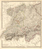 GERMANY SWITZERLAND AUSTRIA. Baden, Württemberg, Bavaria, Tyrol. SDUK 1848 map