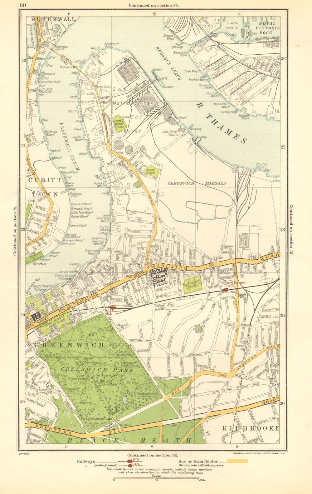 GREENWICH. Blackwall, Cubitt Town, Silvertown, Kidbrooke, Maze Hill 1923 map