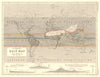WORLD. Hyetographic or rain map of the World 1850 old antique plan chart