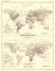 WORLD. Geographical distribution of Mammals Rodentia Ruminantia 1850 old map