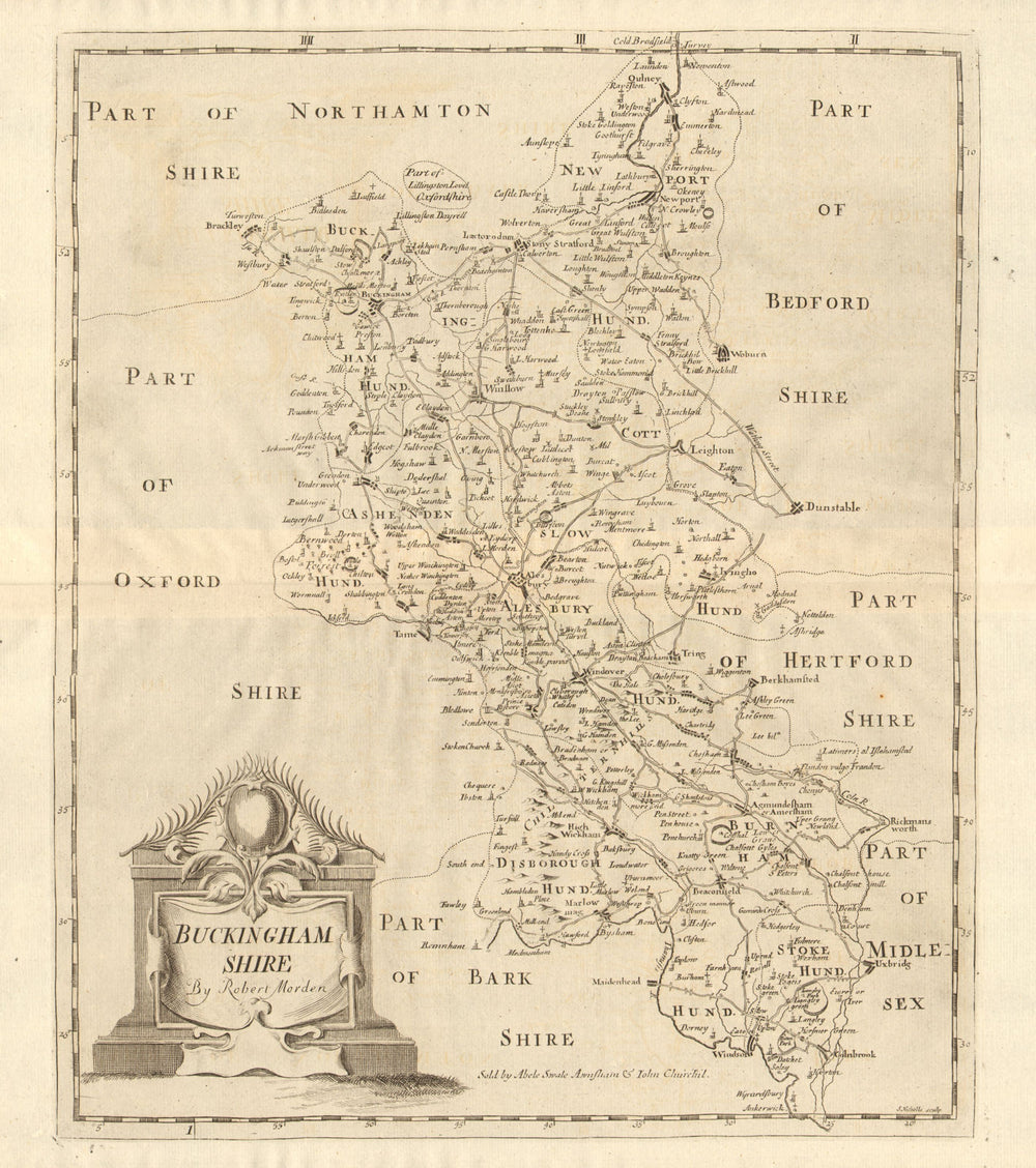 BUCKINGHAMSHIRE. by ROBERT MORDEN from Camden's Britannia 1772 old antique map