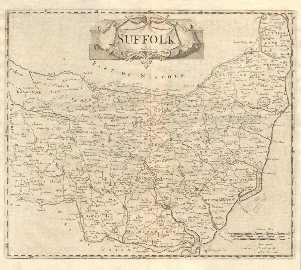 Suffolk. by ROBERT MORDEN from Camden's Britannia 1772 old antique map chart