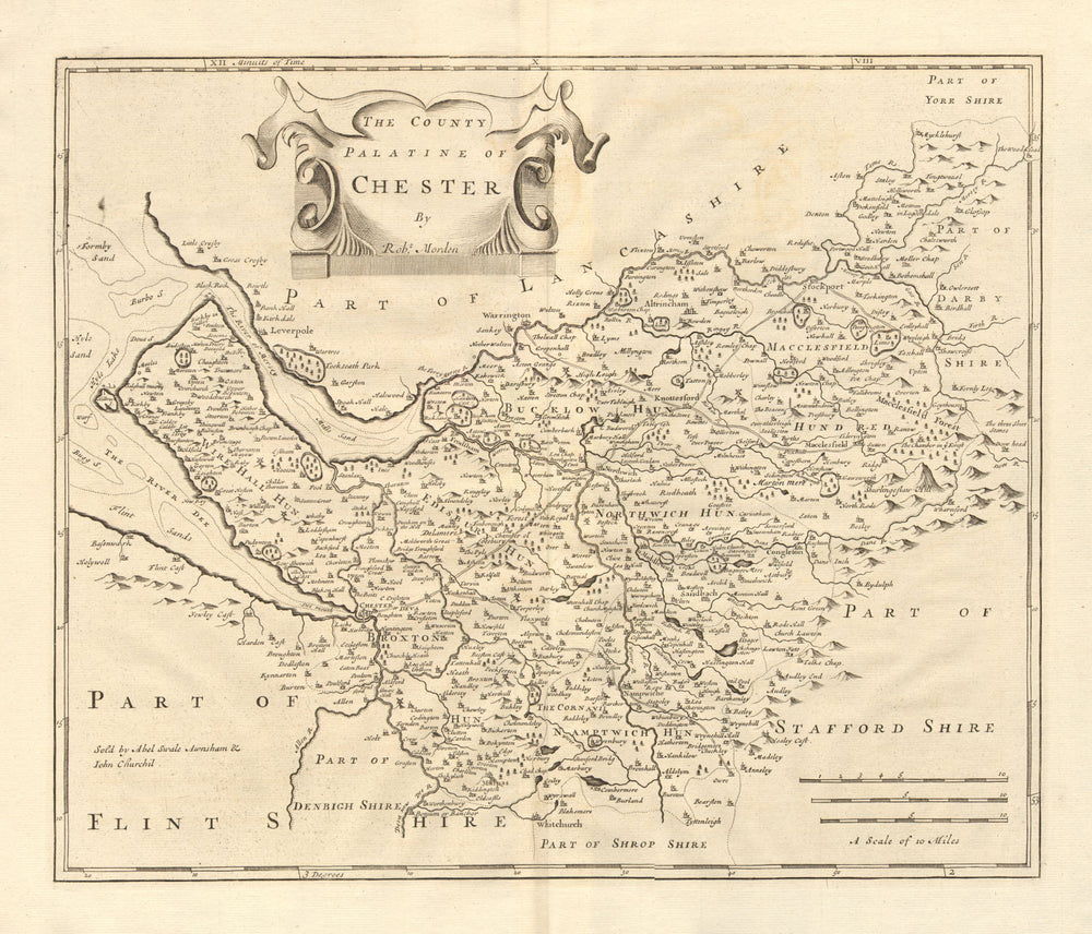 Cheshire.'COUNTY PALATINE OF CHESTER' ROBERT MORDEN Camden's Britannia 1772 map