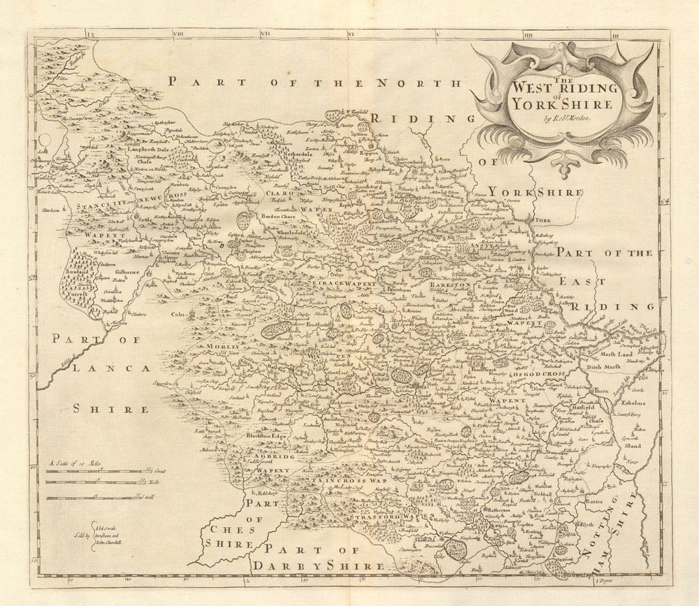 WEST RIDING OF YORKSHIRE. by ROBERT MORDEN from Camden's Britannia 1772 map
