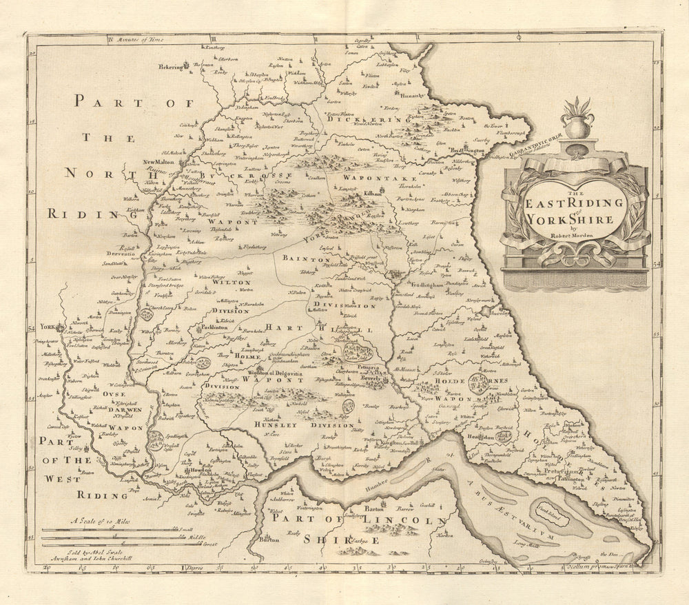 EAST RIDING OF YORKSHIRE. by ROBERT MORDEN from Camden's Britannia 1772 map