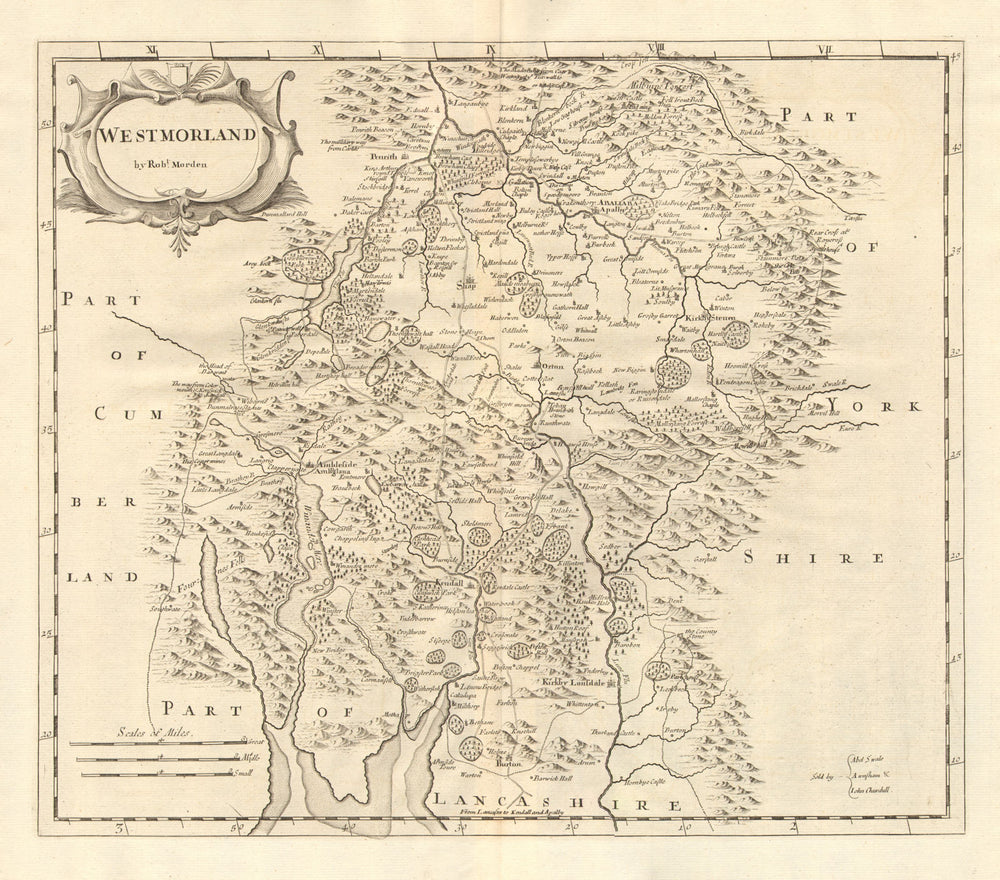 Westmoreland. 'WESTMORLAND' by ROBERT MORDEN from Camden's Britannia 1772 map