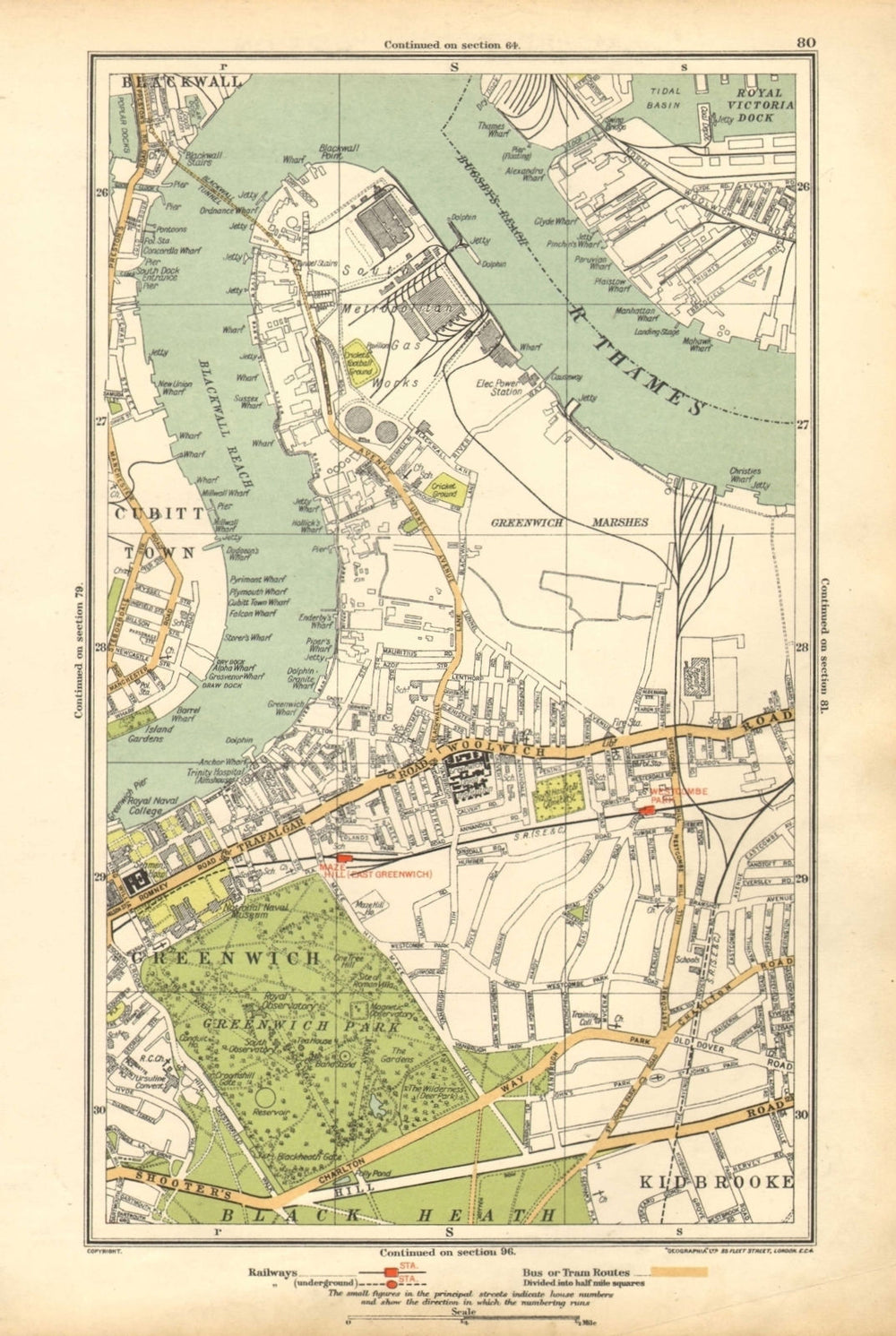 GREENWICH. Blackwall, Cubitt Town, Silvertown, Kidbrooke, Maze Hill 1928 map