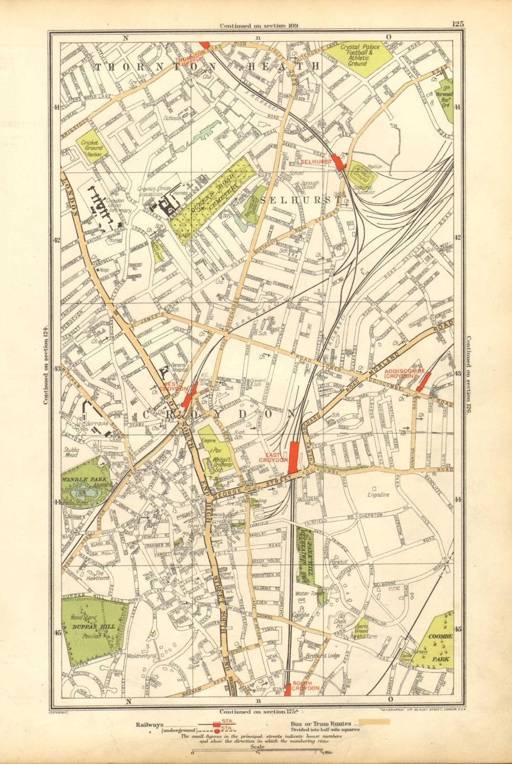 CROYDON. Selhurst, Thornton Heath,Addiscombe Road,Wandle Park, Duppas 1928 map