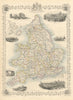 ENGLAND & WALES. London Newcastle Doncaster races views. TALLIS/RAPKIN 1851 map