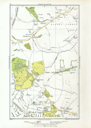 LONDON. Arkley Barnet Gate Highwood Hill Mill Hill 1933 old vintage map chart