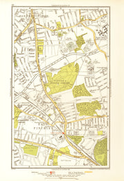FINCHLEY. Fortis Green Friern Barnet Muswell Hill Fallow Corner 1933 old map