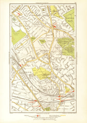 CRICKLEWOOD. Brondesbury Fortune/Golders Green Hampstead Child's Hill 1933 map