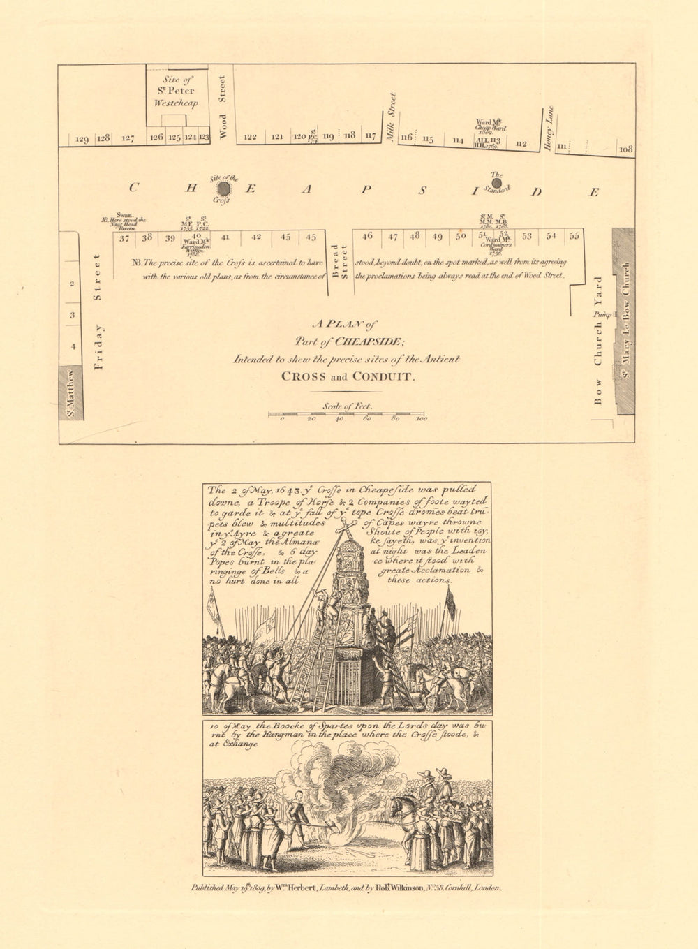 CHEAPSIDE. Friday Bread Wood & Milk Streets. Honey Lane. Bow Church 1834 map