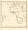 AFRICA.South Europe Brazil.Gnomonic Projection.Mountains of Kong.SDUK 1844 map