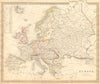 EUROPE. General map. Inset table of population & density by country . SDUK 1844