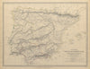 HISPANIA IBERIA. Ancient Spain & Portugal. Roman names & roads. SDUK 1844 map