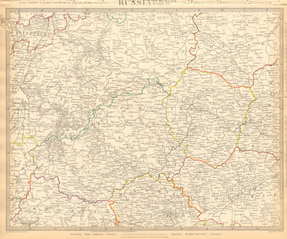 RUSSIA.Novgorod Tver Smolensk Vologda Iarolslav Moscow Vladimir.SDUK 1844 map