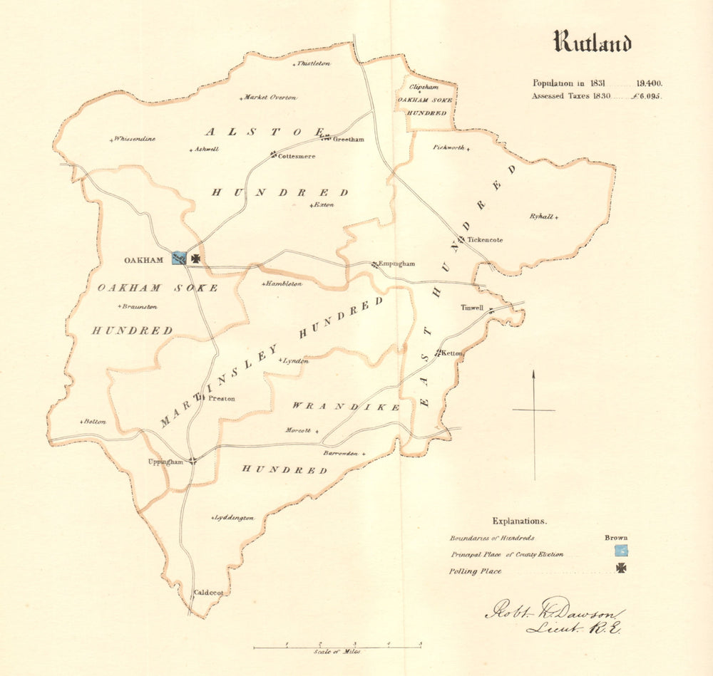 Rutland county map. Divisions polling places. Electoral. REFORM ACT. DAWSON 1832