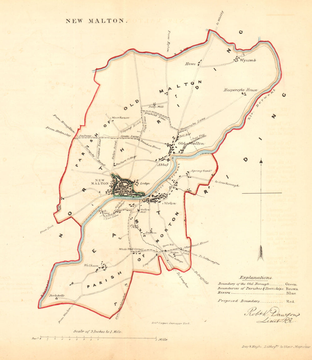 NEW MALTON borough/town plan. REFORM ACT. Norton. Yorkshire. DAWSON 1832 map