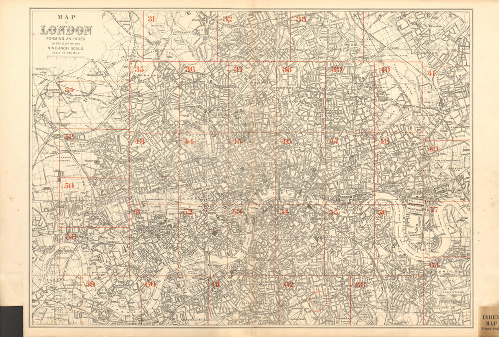 GREATER LONDON ENVIRONS. General Index map to 9 inch scale maps. BACON 1903