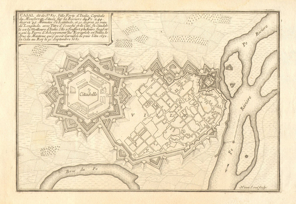 'Casal'. Casale Monferrato. Fortifed town/city plan. Italy. DE FER 1705 map