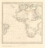 AFRICA South Europe Brazil Gnomonic Projection. Mountains of Kong. SDUK 1846 map