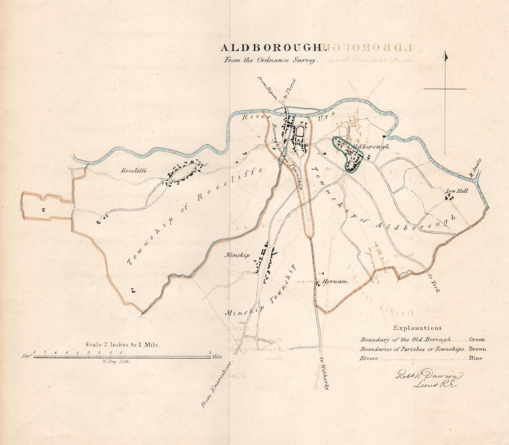 BOROUGHBRIDGE/ALDBOROUGH borough/town plan REFORM ACT Yorkshire. DAWSON 1832 map