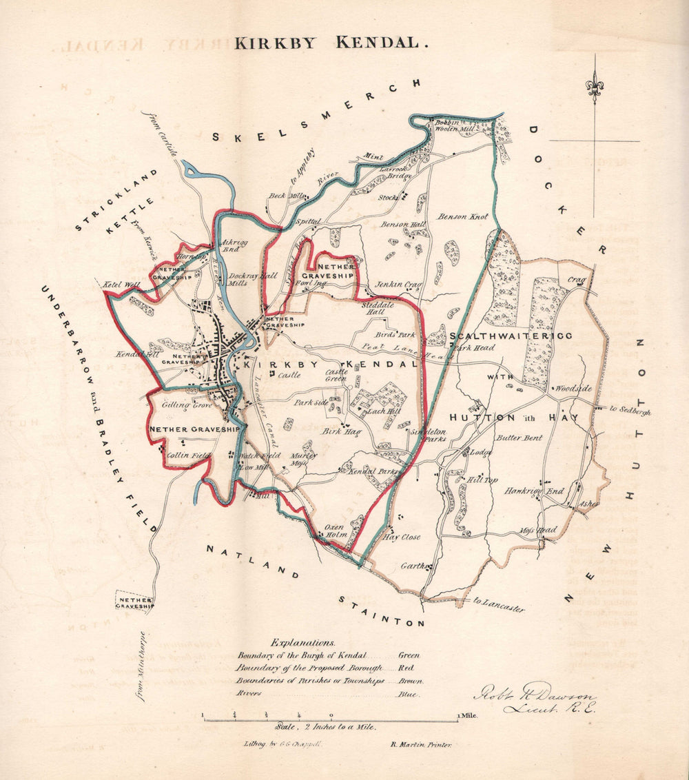 KIRKBY KENDAL borough/town plan for the REFORM ACT. Cumbria. DAWSON 1832 map