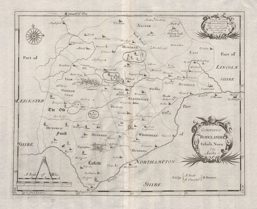 Rutland. 'COMITATUS ROTELANDIAE' by ROBERT MORDEN. Oakham Uppingham 1695 map