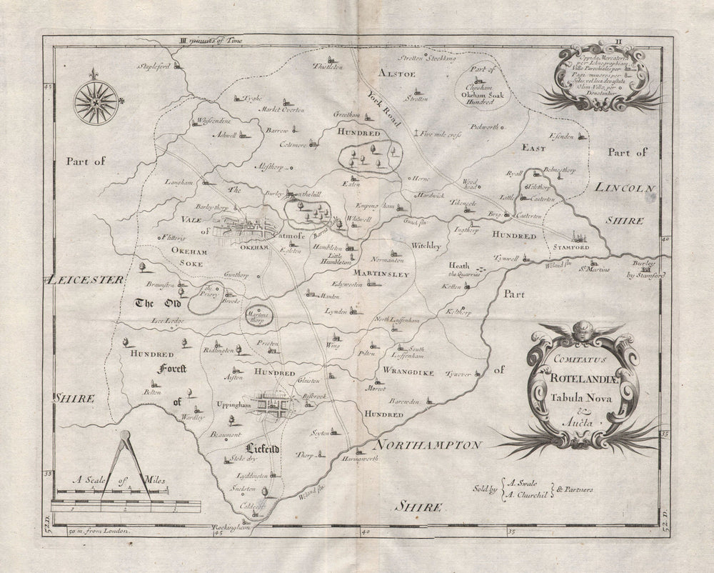 Rutland. 'COMITATUS ROTELANDIAE'. MORDEN. Oakham Uppingham Stamford 1695 map