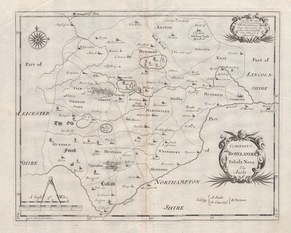 Rutland. 'COMITATUS ROTELANDIAE' by ROBERT MORDEN. Camden's Britannia c1695 map