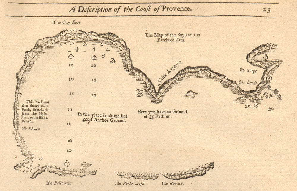 Coast of Provence. Îles d'Hyères. Porquerolles. St Tropez. MOUNT & PAGE 1747 map