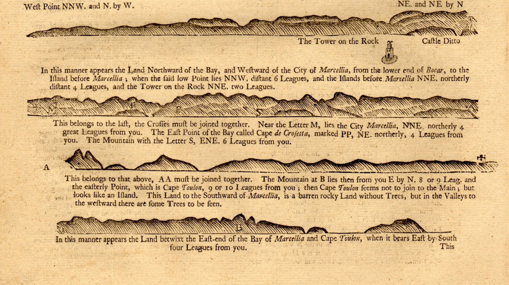 France Var Provence coast profile Marseille - Cape Toulon. MOUNT & PAGE 1747 map