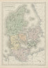 Denmark, including Schleswig/Sleswick & Holstein. SIDNEY HALL 1856 old map