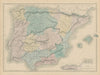 Spain & Portugal. Inset Gibraltar. Iberia. SIDNEY HALL 1856 old antique map