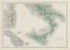 Italy, south part. Inset Malta. Sardinia Sicily. SIDNEY HALL 1856 old map