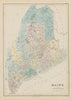 Maine state map showing counties. JOHN BARTHOLOMEW 1856 old antique chart