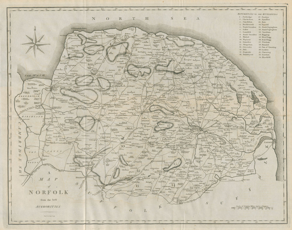"A map of Norfolk from the best authorities". County map. CARY 1789 old