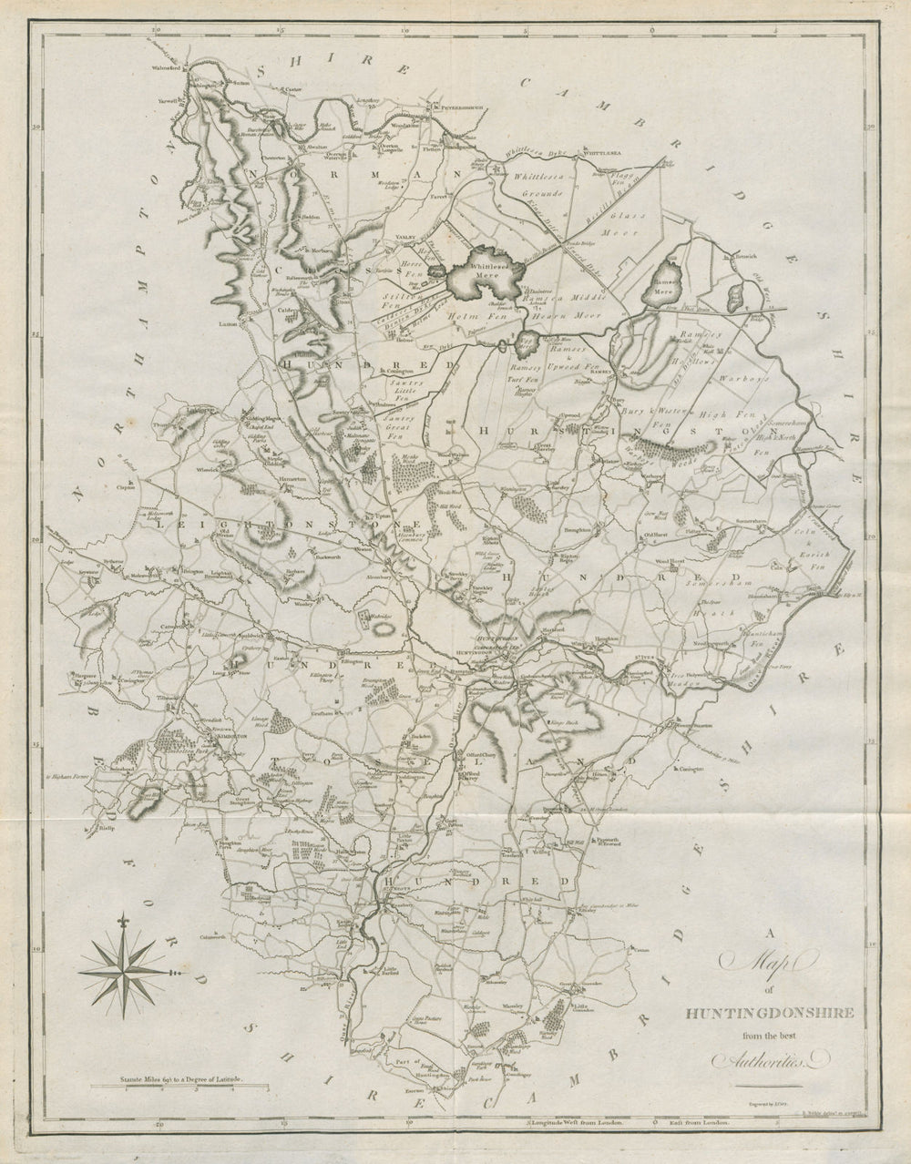 "A map of Huntingdonshire from the best authorities". County map. CARY 1789