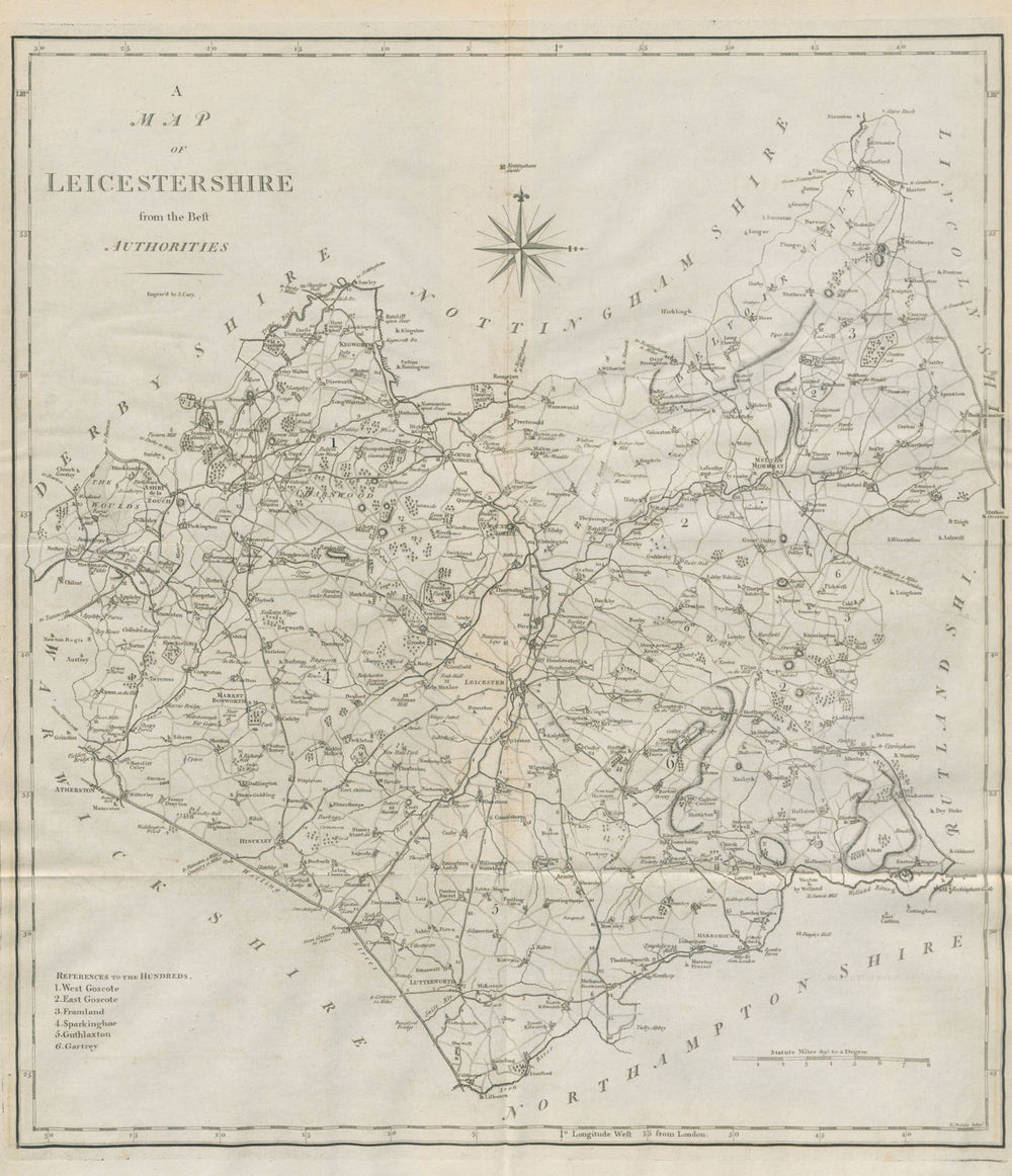 "A map of Leicestershire from the best authorities". County map. CARY 1789