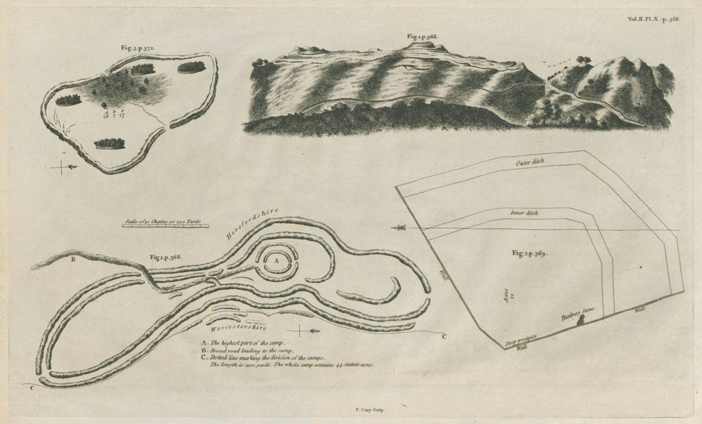 "British Camp, Herefordshire Beacon". Iron Age Hill Fort. CARY 1789 old map